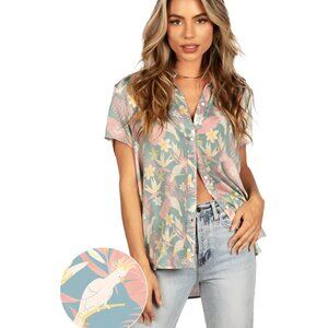 🔥 [Summer Trend!] TIPSY ELVES Feather Weather Hawaiian Button Down Shirt (L)